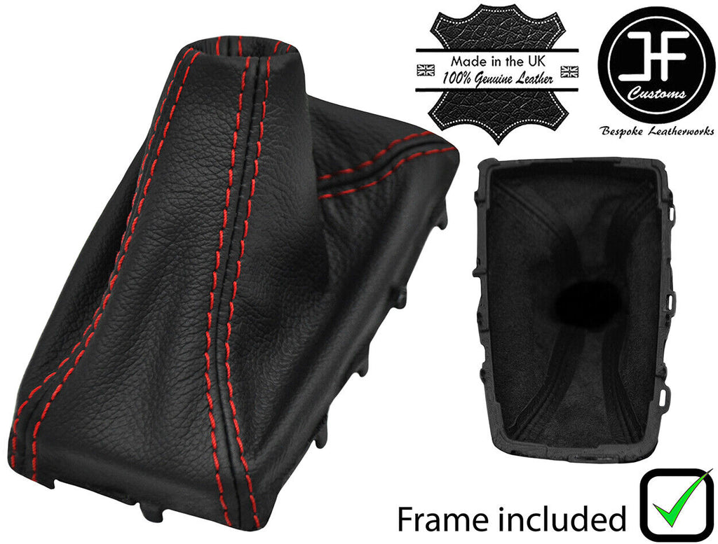 RED STITCH LEATHER AUTOMATIC GEAR GAITER+PLASTIC FRAME FITS CITROEN DS5 11-17