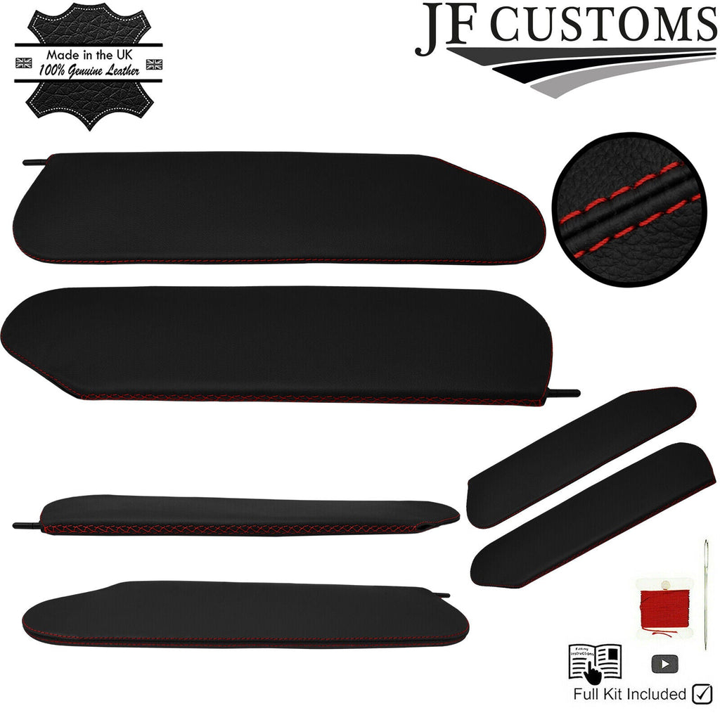 D RED CROSS STITCH LEATHER 2X SUN VISOR COVERS FITS JEEP WRANGLER TJ 98-06