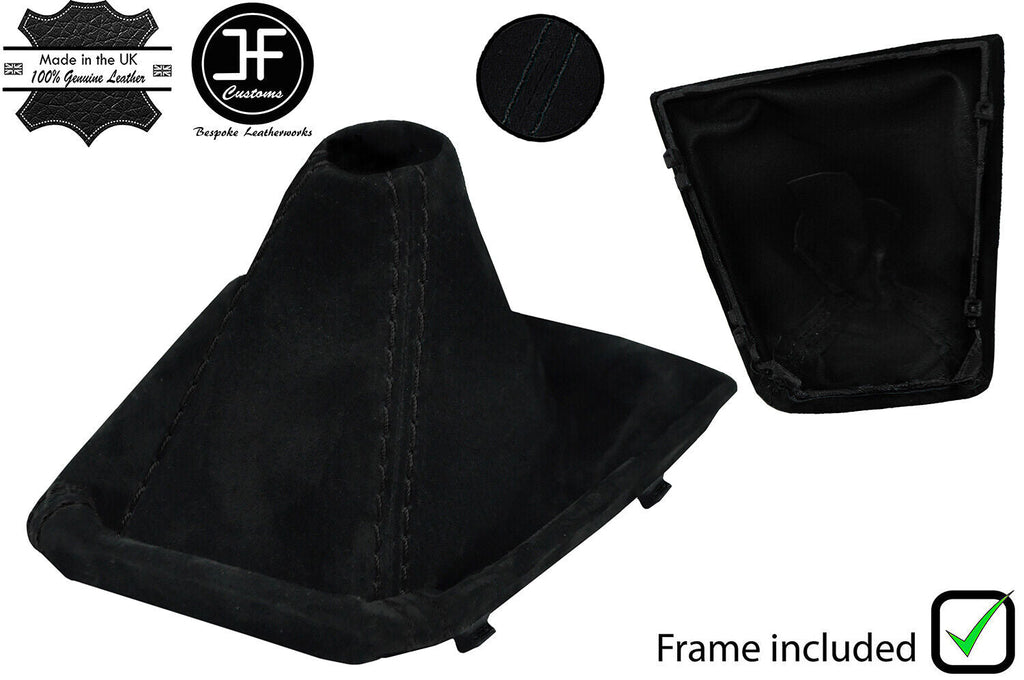 BLACK STITCH SUEDE MANUAL GEAR GAITER+PLASTIC FRAME FOR BMW X3 E83 2003-2010