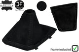 BLACK STITCH SUEDE MANUAL GEAR GAITER+PLASTIC FRAME FOR BMW X3 E83 2003-2010
