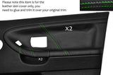 GREEN STITCH 2X FRONT DOOR CARD LEATHER COVERS FITS BMW E36 SALOON SEDAN 91-98