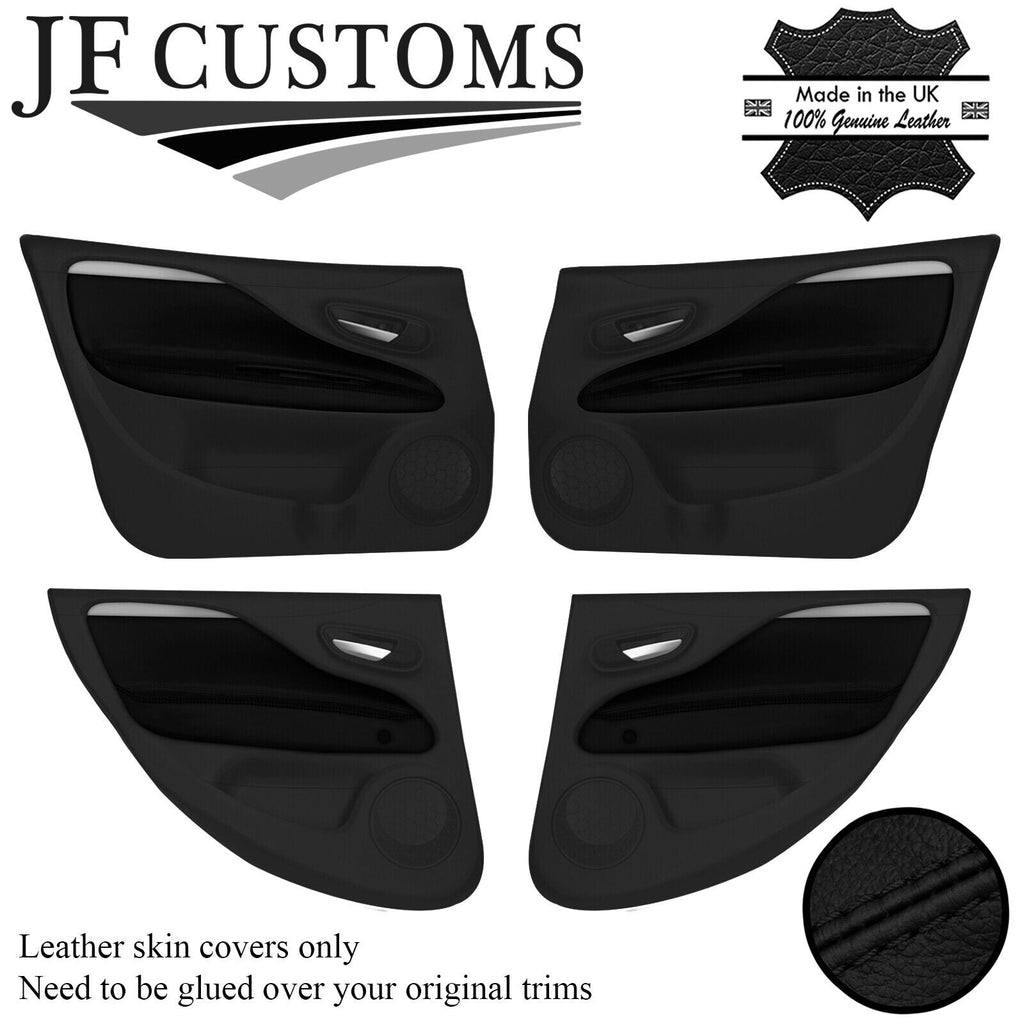 BLACK STITCH LEATHER 4X DOOR TRIM COVERS FITS FIAT PUNTO GRANDE EVO 5DR 09-15