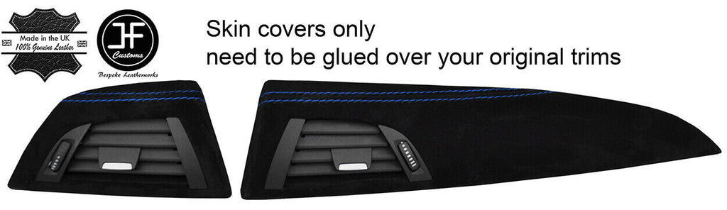 BLUE STITCH DASH VENTS TRIM REAL SUEDE COVERS FITS BMW 1 SERIES F20 F21 11-16