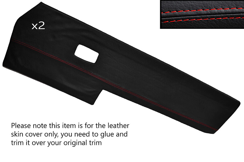 RED STITCH 2X FRONT DOOR CARD TRIM SKIN COVERS FITS VW TYPE 3 T3 EARLY