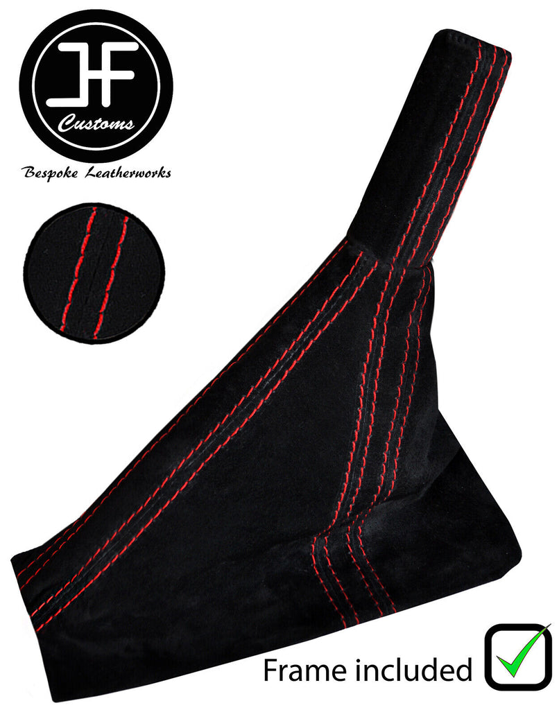 RED STITCH SUEDE HANDBRAKE + METAL FRAME + HANDLE COVER FOR CORVETTE C5 97-04
