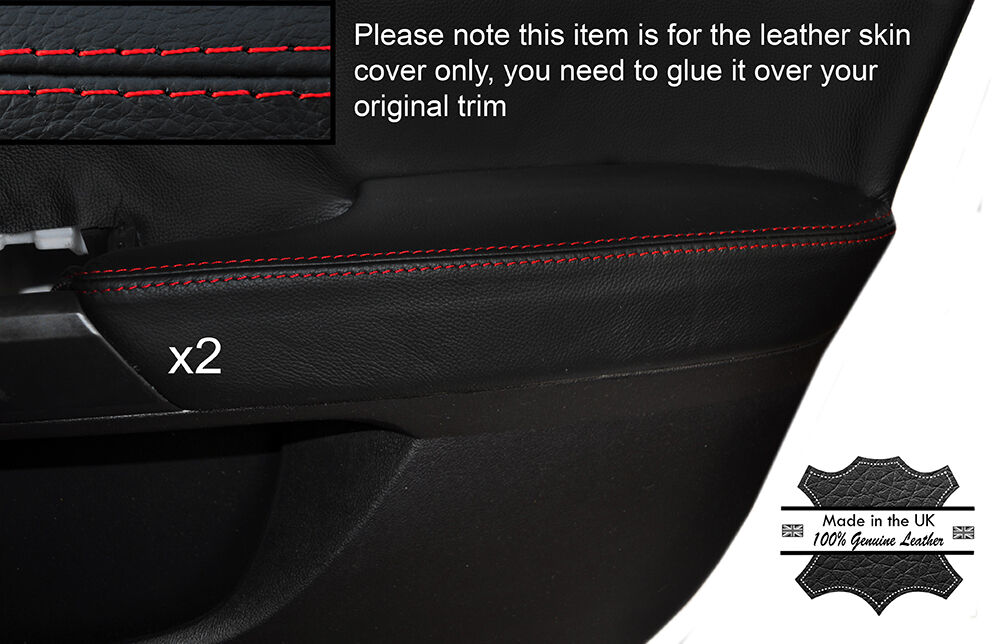 RED STITCH 2X REAR DOOR ARMREST LEATHER COVERS FITS HONDA ACCORD MK8 08-12