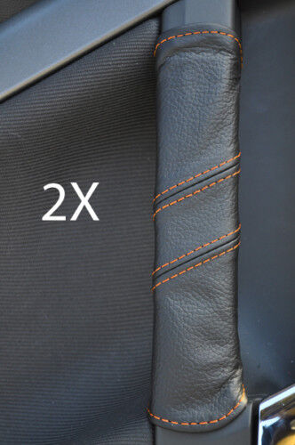 FITS VECTRA C 2X DOOR HANDLE COVERS orange stitch CUSTOM NEW MADE IN UK