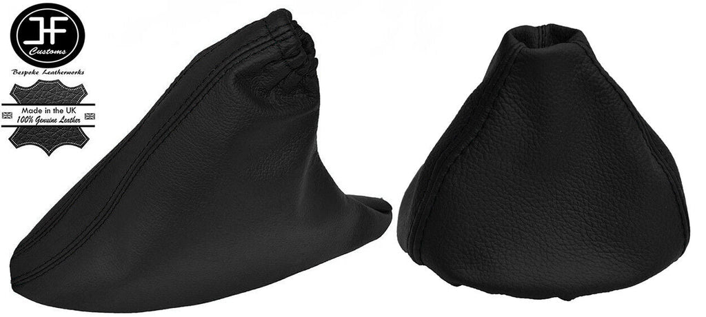 BLACK LEATHER BLACK STITCH MANUAL GEAR & HANDBRAKE GAITER FITS FIAT 500 07-15