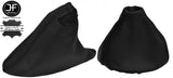 BLACK LEATHER BLACK STITCH MANUAL GEAR & HANDBRAKE GAITER FITS FIAT 500 07-15