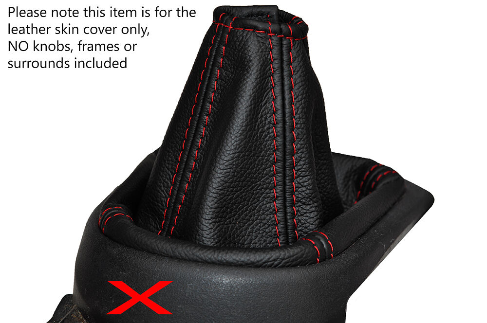 RED STITCHING MANUAL LEATHER GEAR GAITER FITS PEUGEOT 4007 2007-2015 CUSTOM NEW