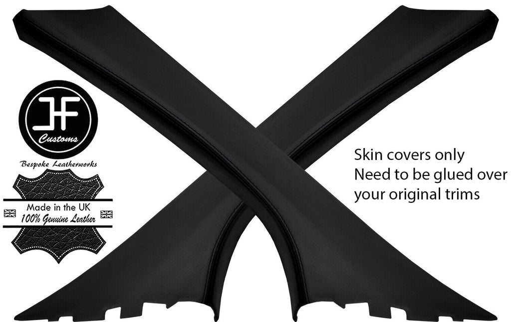 BLACK & BLACK LEATHER 2X A PILLAR COVERS FITS DODGE CALIBER 2006-2011 CUSTOM NEW