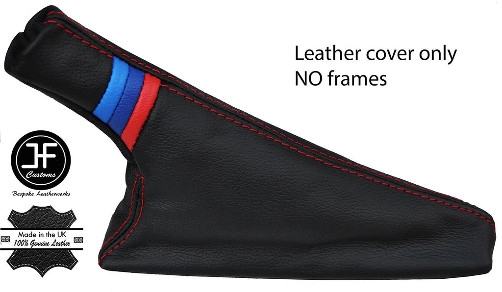RED STITCHING TRI STRIPES REAL LEATHER HANDBRAKE GAITER FITS BMW E30 1981-1993