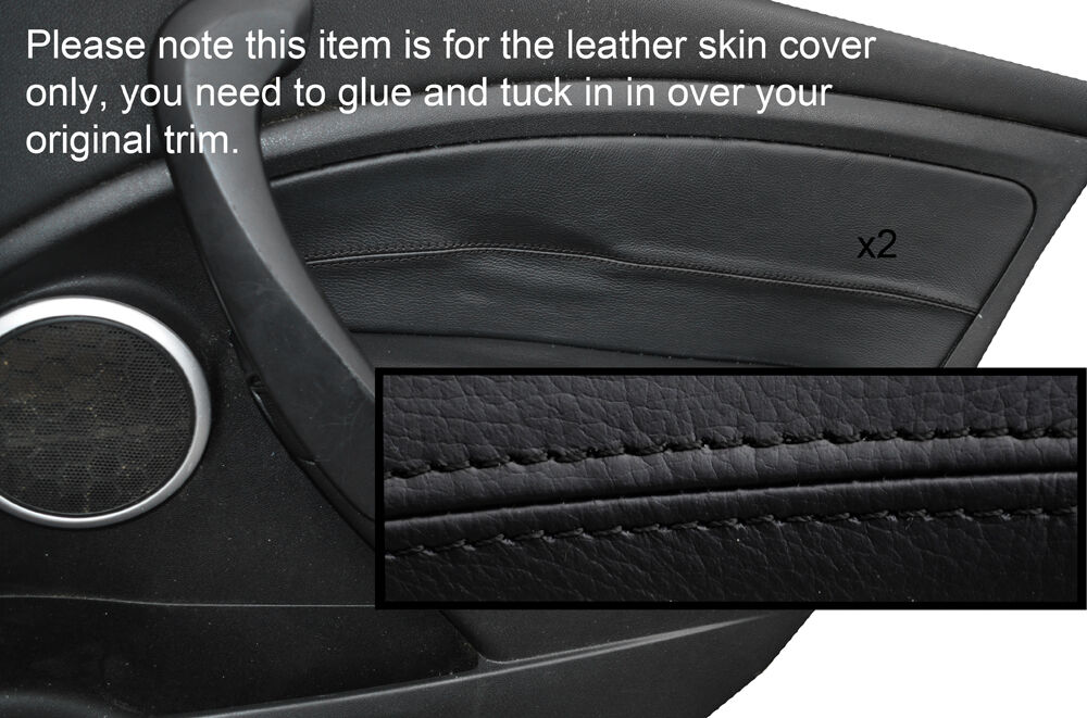 BLACK STITCH 2X FRONT DOOR CARD TRIM COVERS FITS RENAULT MEGANE MK3 08-13 5DR