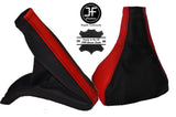 BLACK & RED LEATHER GEAR & HANDBRAKE GAITERS FITS VAUXHALL CORSA C MK11 COMBO