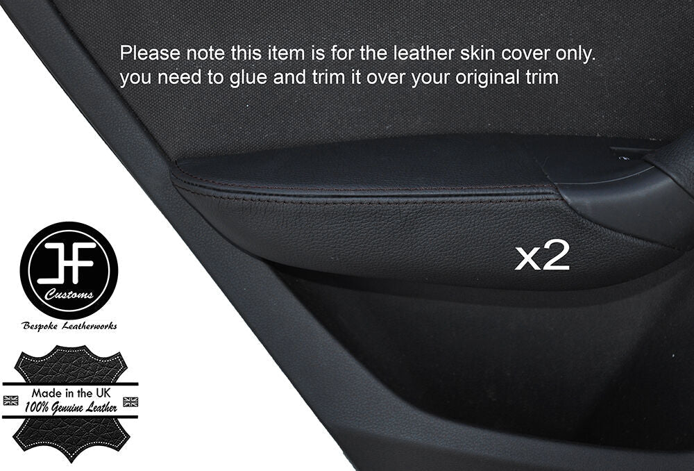 BLACK STITCHING 2X REAR DOOR ARMREST COVERS FITS AUDI Q3 2012-2016 CUSTOM NEW