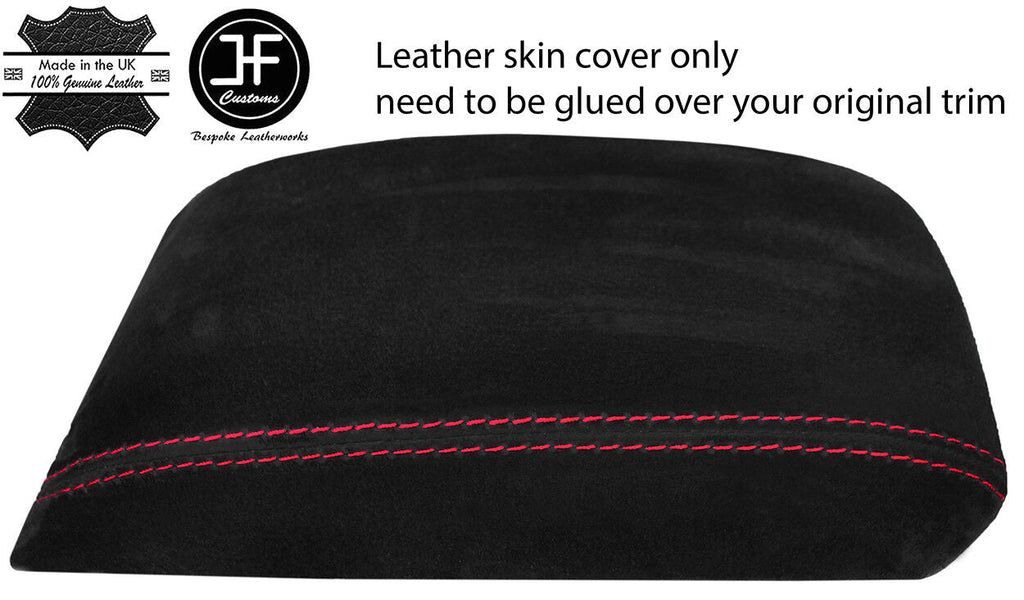 RED STITCH REAL SUEDE ARMREST LID COVER FITS SKODA OCTAVIA MK3 2013-2018