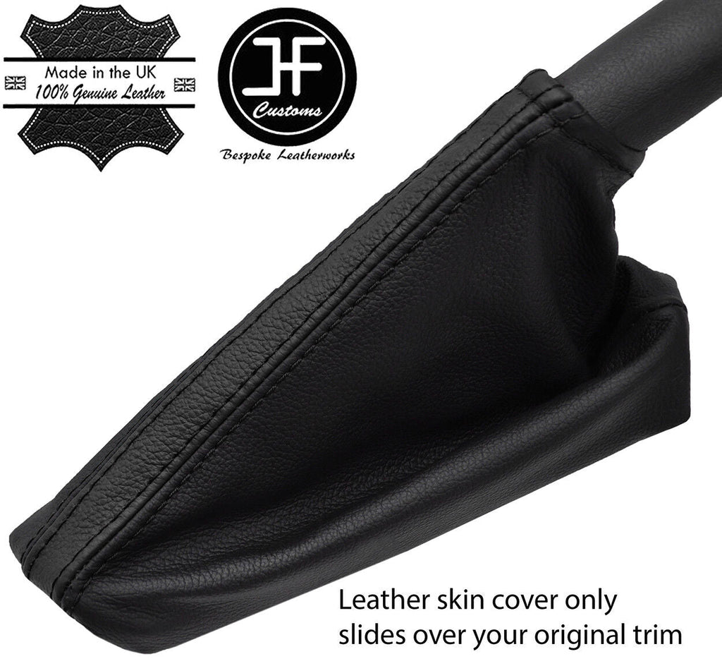 BLACK & BLACK STRIPE TOP GRAIN LEATHER HANDBRAKE GAITER FITS PEUGEOT 508 11-17