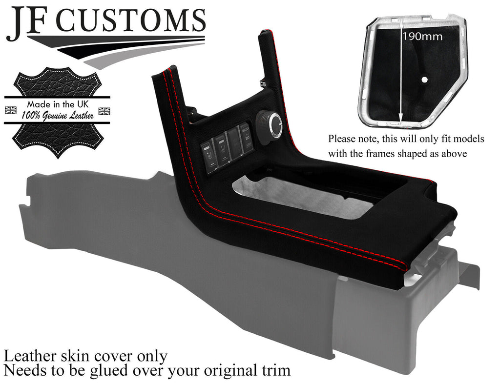 RED STITCH ITALIAN LEATHER GEAR SURROUND COVER FOR NISSAN NAVARA 09-12