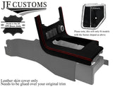 RED STITCH ITALIAN LEATHER GEAR SURROUND COVER FOR NISSAN NAVARA 09-12
