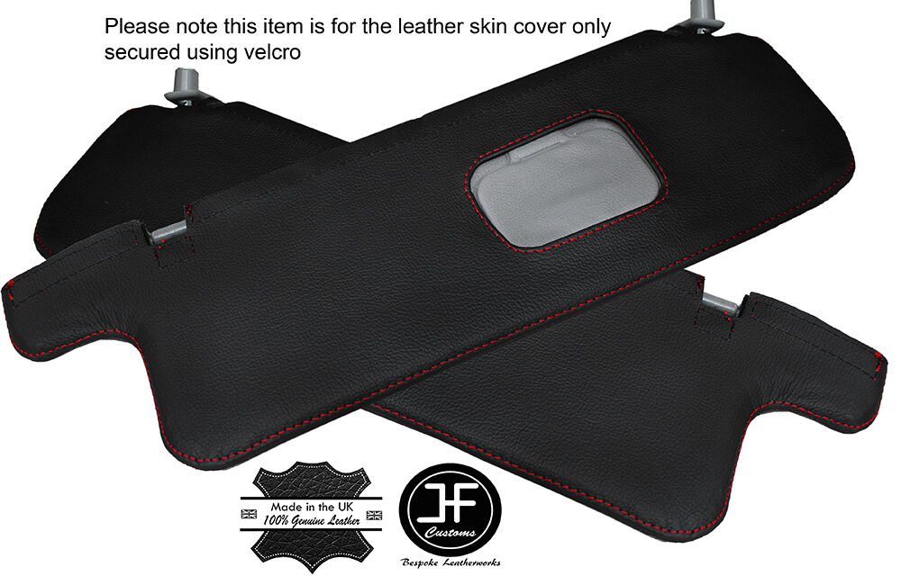 RED STITCH 2X SUN VISORS LEATHER COVERS FITS MITSUBISHI PAJERO SHOGUN 91-98