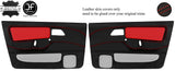 RED  BLACK LEATHER 2X FRONT DOOR CARD COVERS FOR FORD SIERRA RS COSWORTH JF1