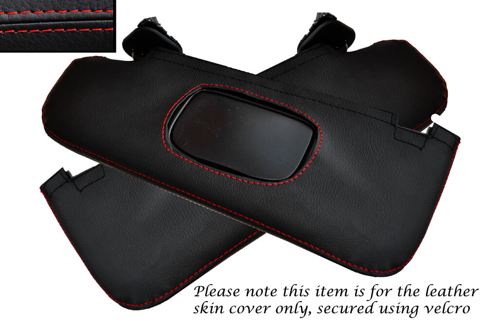 RED STITCH 2X SUN VISORS LEATHER COVERS FITS ALFA ROMEO GIULIETTA 10-14