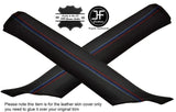 BLACK LEATHER TRI STITCH 2X A POST PILLAR COVERS FITS BMW E23 7 SERIES 1977-1986