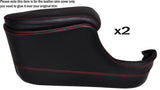 RED STITCH 2X DOOR POCKET ARMREST SKIN COVERS FITS JAGUAR XJ6/12 SERIES 1