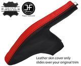 BLACK & RED LEATHER SLIM HANDBRAKE GAITER COVER FOR FORD FIESTA MK7 2008-2013