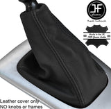 BLACK & BLACK TOP GRAIN REAL LEATHER GEAR GAITER FITS SAAB 93 9-3 2003-2012