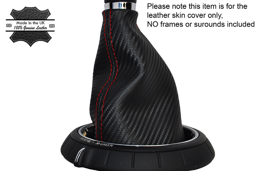 RED STITCH MANUAL CARBON VINYL GEAR GAITER FITS BMW MINI COOPER F55 F56 14-16