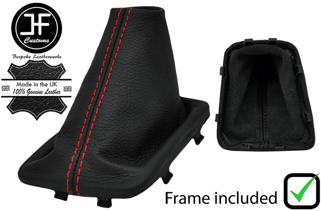 RED STITCH REAL LEATHER GEAR GAITER+PLASTIC FRAME FITS HYUNDAI IX20 2010-2019