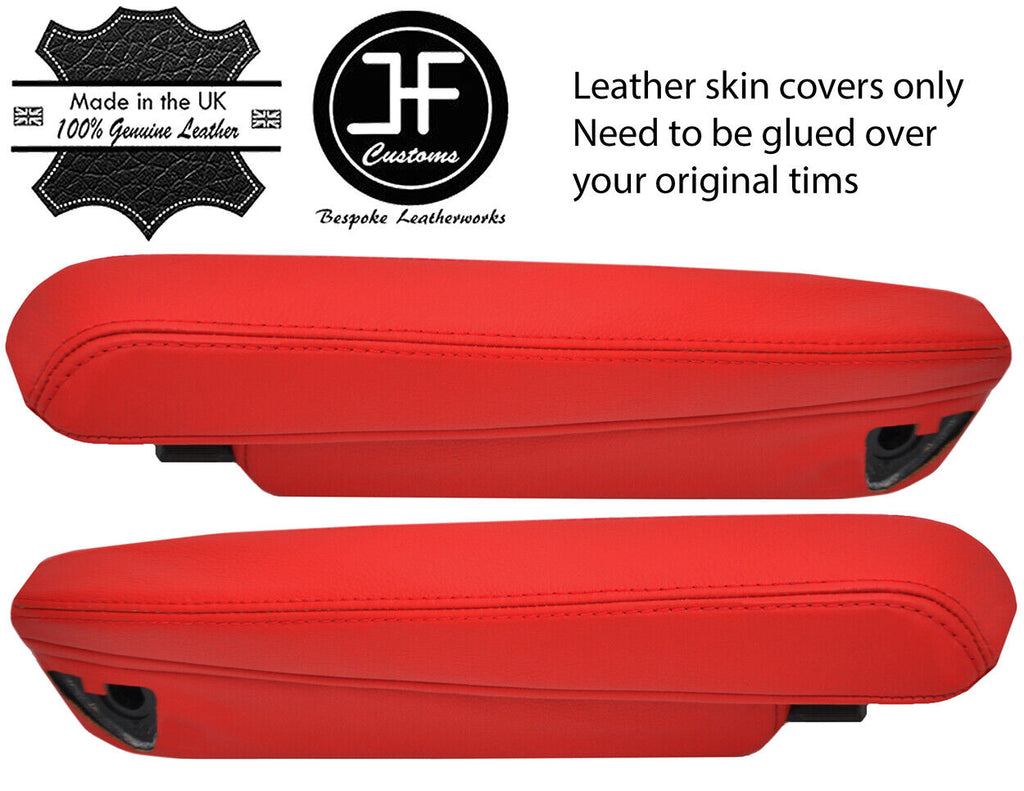 RED TOP GRAIN LEATHER 2X ARMREST COVERS FOR LAND ROVER FREELANDER 2004-2014