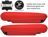 RED TOP GRAIN LEATHER 2X ARMREST COVERS FOR LAND ROVER FREELANDER 2004-2014