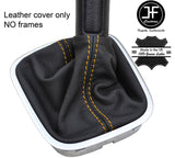 YELLOW STITCH TOP GRAIN LEATHER MANUAL GEAR GAITER FITS VW POLO 6R 2009-2016