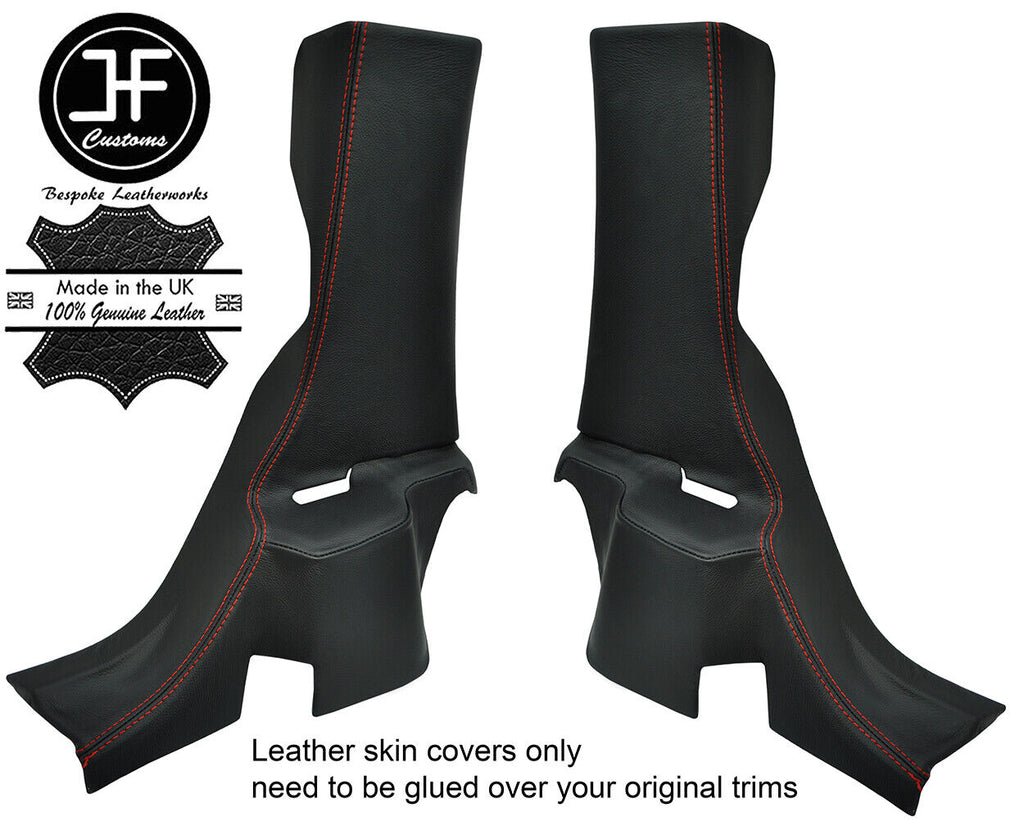 RED STITCH 2X LOWER B PILLAR LEATHER COVERS FITS JEEP WRANGLER JK 11-17 2 DR