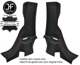 RED STITCH 2X LOWER B PILLAR LEATHER COVERS FITS JEEP WRANGLER JK 11-17 2 DR