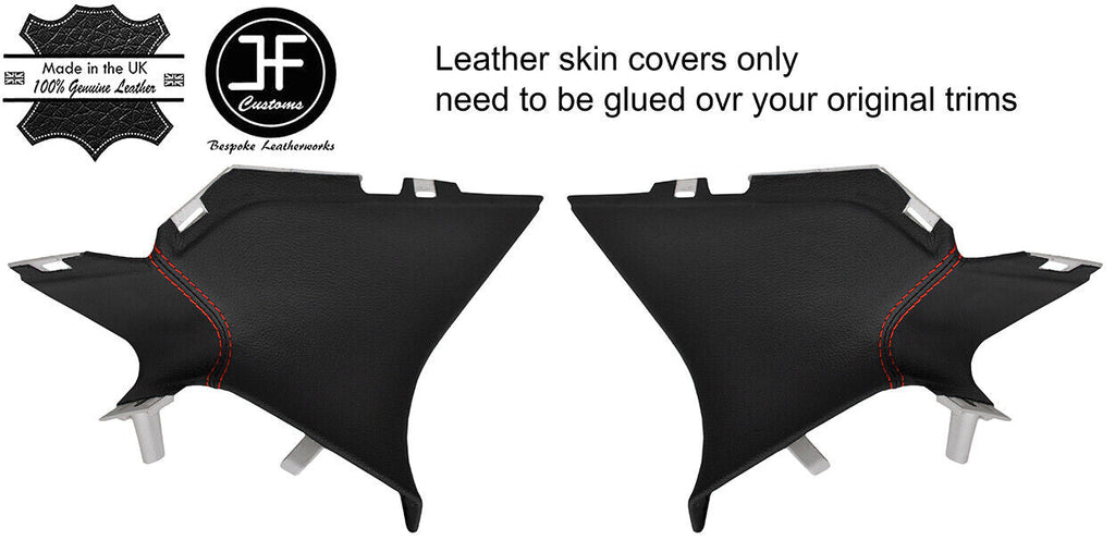 RED STITCH 2X REAR D PILLAR LEATHER COVERS FITS FORD FOCUS MK3 12-18 5 DOOR