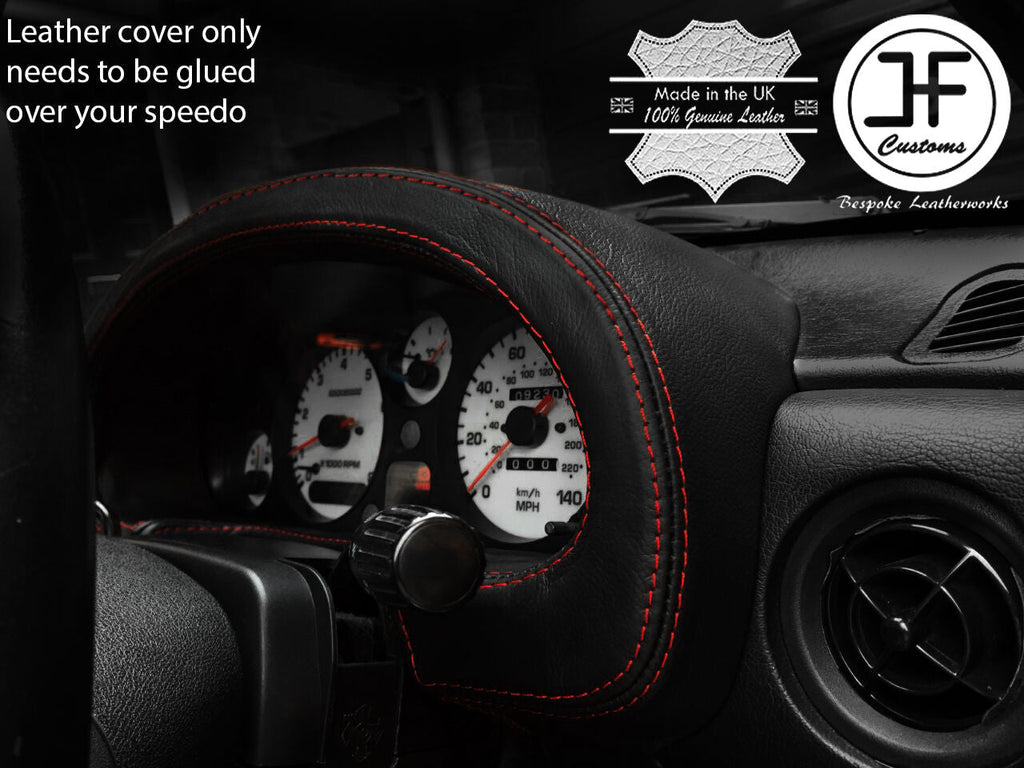 RED STITCH SPEEDO GAUGE HOOD REAL LEATHER COVER FOR MAZDA MX5 MK1 MIATA 89-97