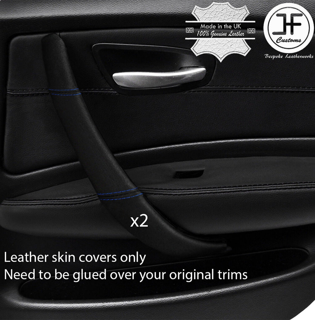 1 SERIES FITS BMW E87 2X DOOR HANDLE TRIM COVERS blue stitch CUSTOM NEW