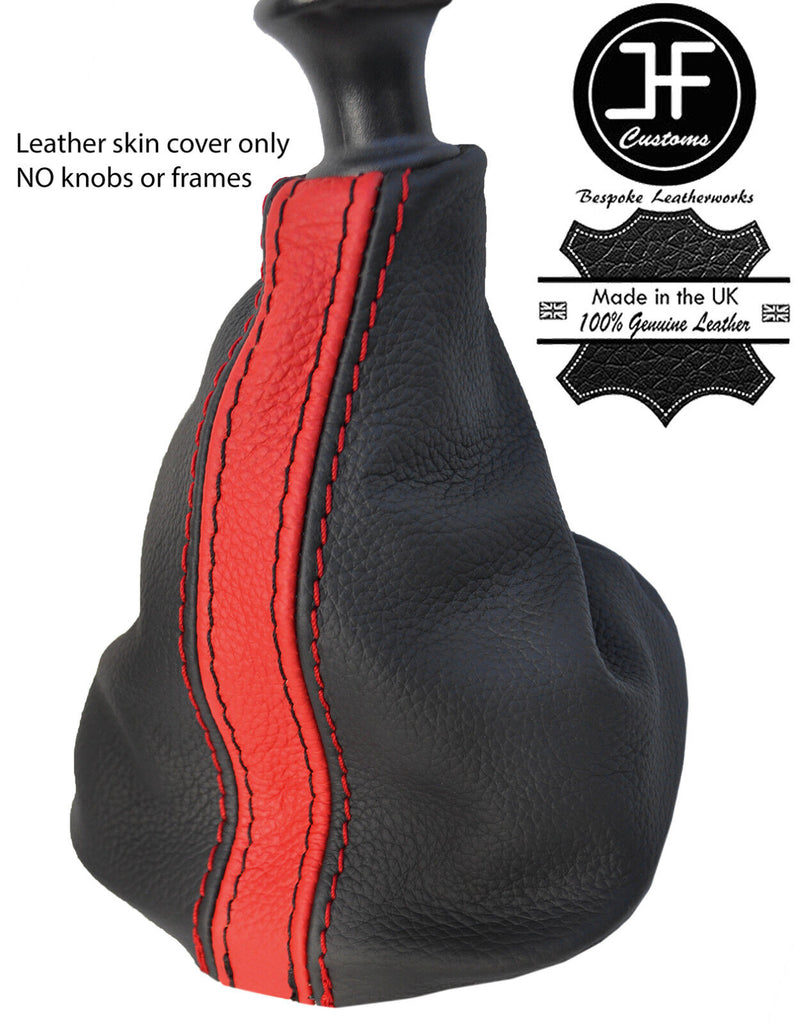 BLACK & RED STRIPE  REAL LEATHER MANUAL GEAR GAITER FITS RENAULT TRAFIC 01-14