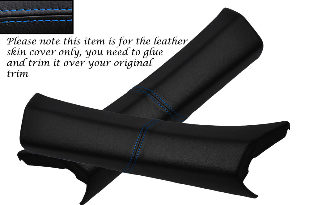 BLUE STITCH 2X A PILLAR LEATHER SKIN COVERS FITS CHRYSLER CROSSFIRE 2003-2007