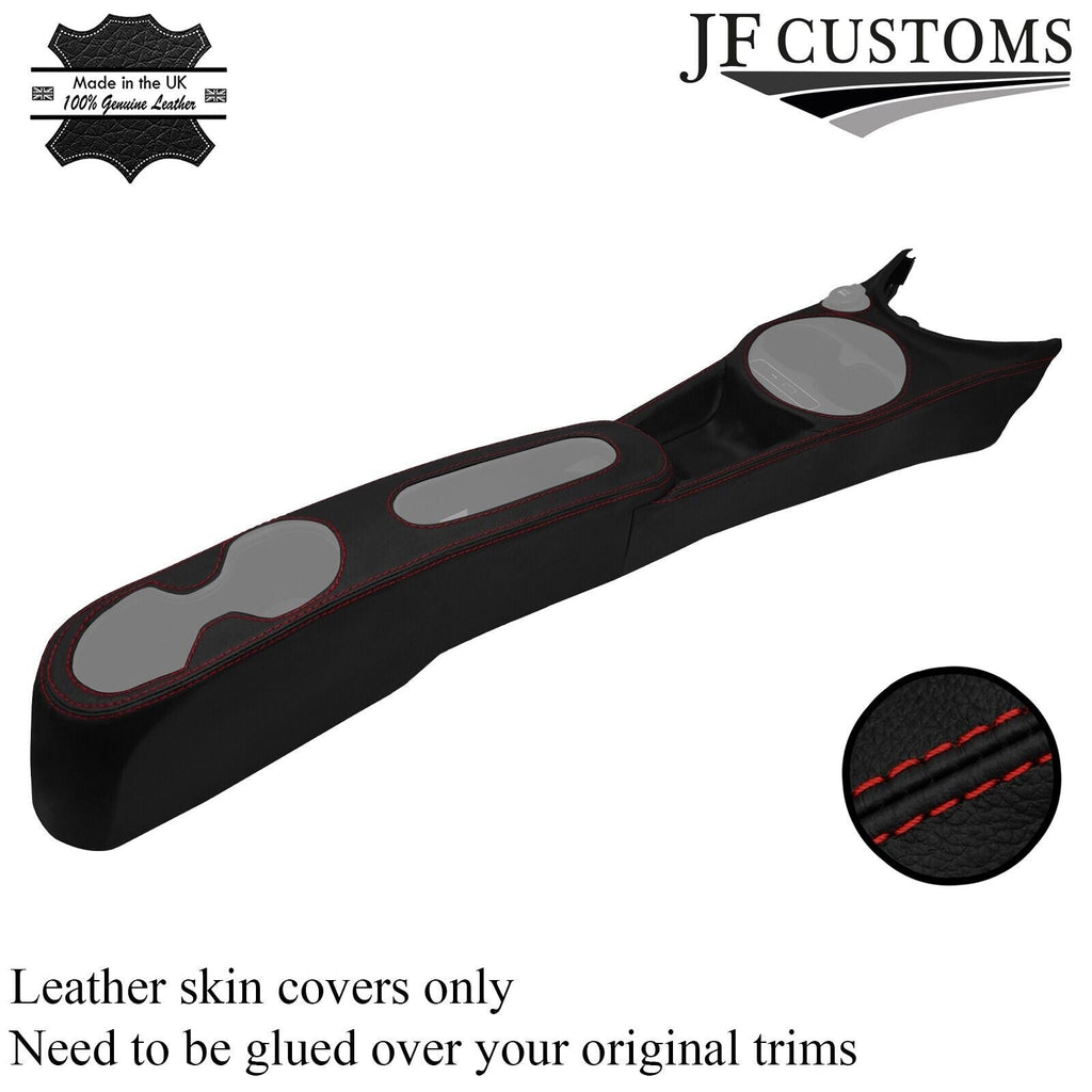 DARK RED STITCH LEATHER CENTER CONSOLE TUNNEL COVER FOR FIAT 500 SPORT 16-21