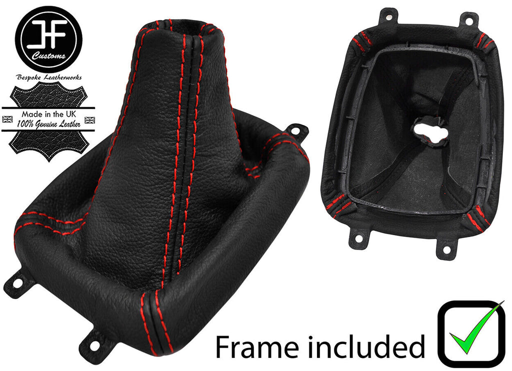 RED STITCH LEATHER GEAR GAITER+PLASTIC FRAME FITS MITSUBISHI GALANT 1992-1998