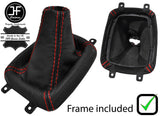 RED STITCH LEATHER GEAR GAITER+PLASTIC FRAME FITS MITSUBISHI GALANT 1992-1998