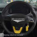 YELLOW LEATHER FLAT BOTTOM STEERING TRIM + COVER FOR SEAT IBIZA 6F KJ FR 16-21