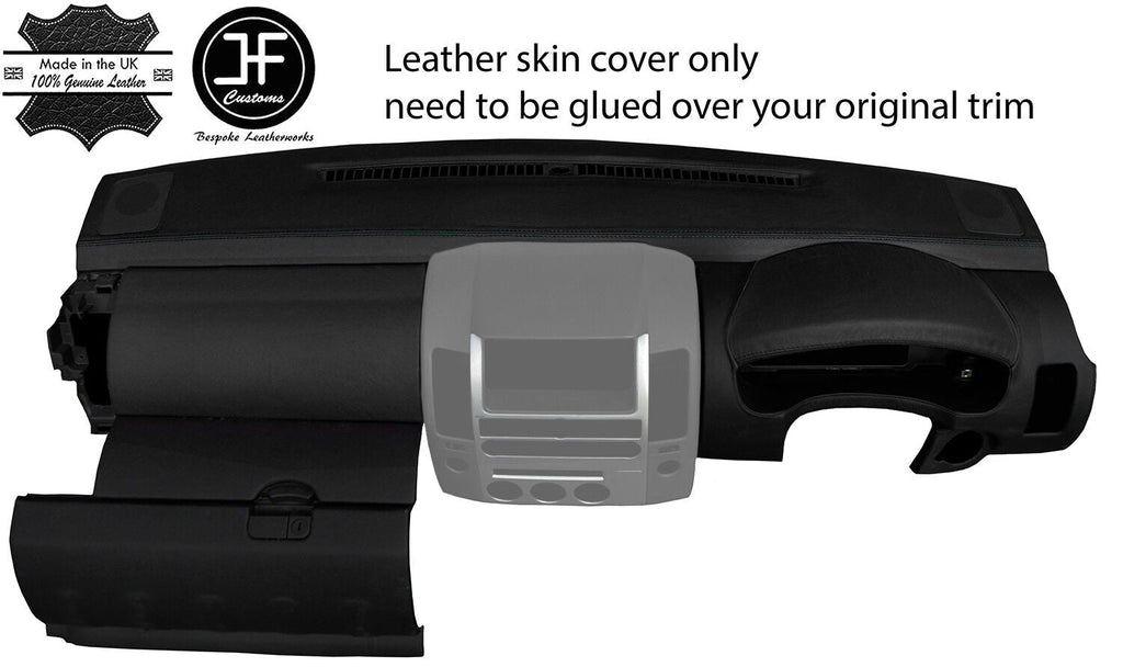BLACK & BLACK REAL LEATHER DASH DASHBOARD COVER FITS NISSAN NAVARA D40 2006-15