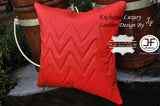1X EXCLUSIVE LUXURY GENUINE LEATHER CUSHION BRIGHT RED ZIG ZAG PADDED 18"x18"