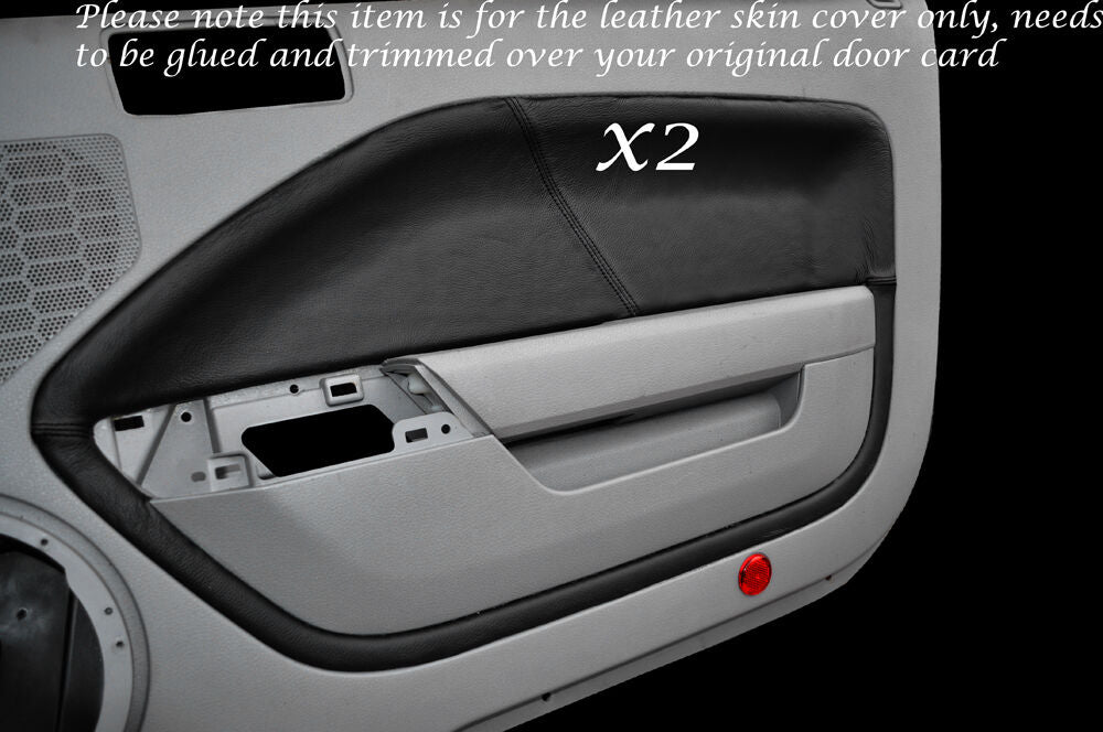 BLACK STITCH 2X DOOR CARD LEATHER SKIN COVERS FITS FORD MUSTANG 2005-2009