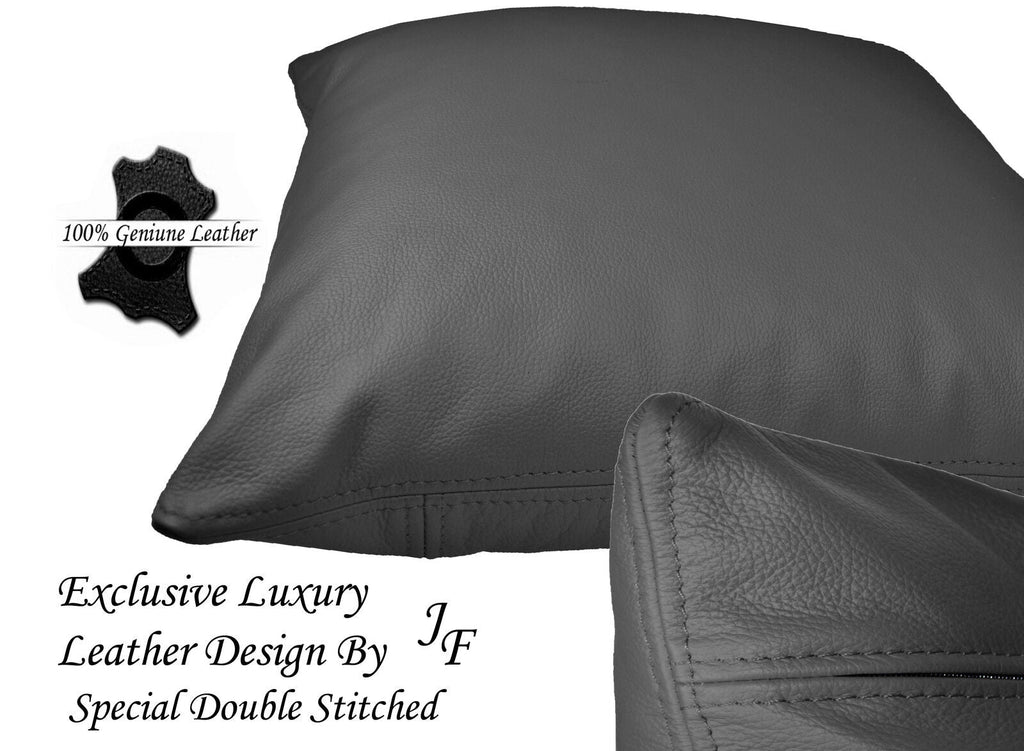 1X GREY EXCLUSIVE LUXURY GENUINE LEATHER CUSHION DOUBLE STITCHED 20" x 20"